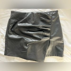 Zara black leather skort